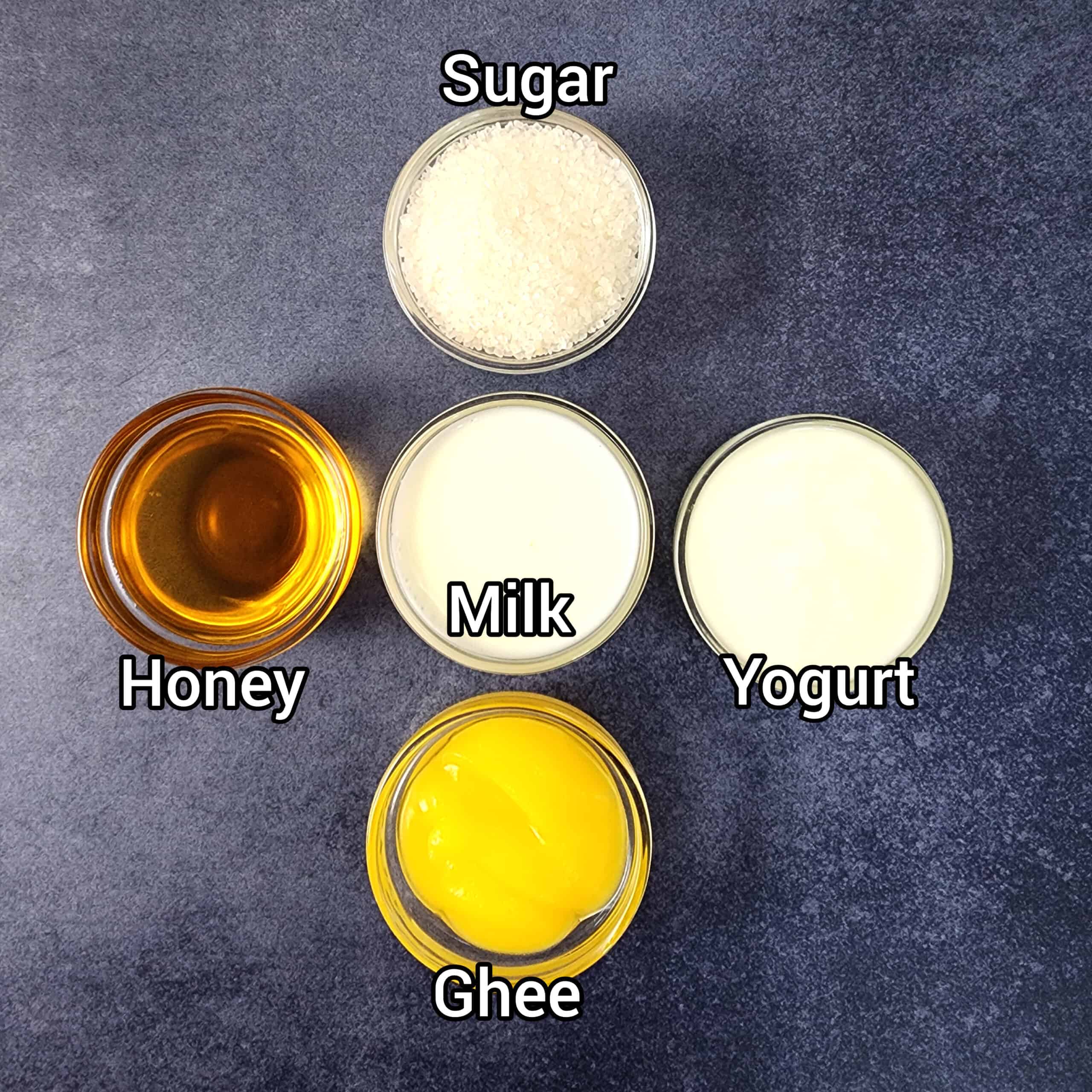 Ghee, Milk, Honey, Sugar Yogurt